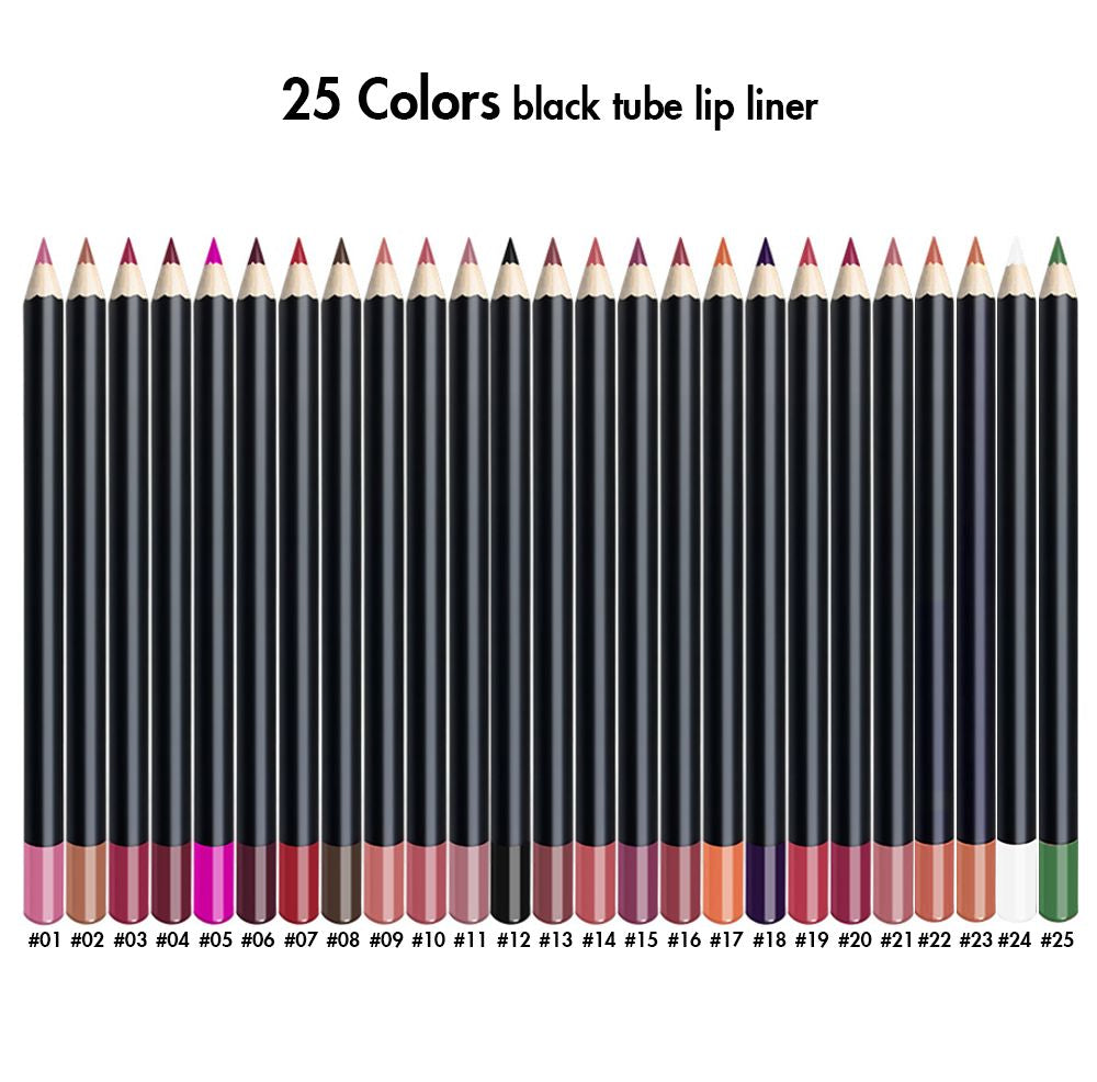 25 color black tube lip liner