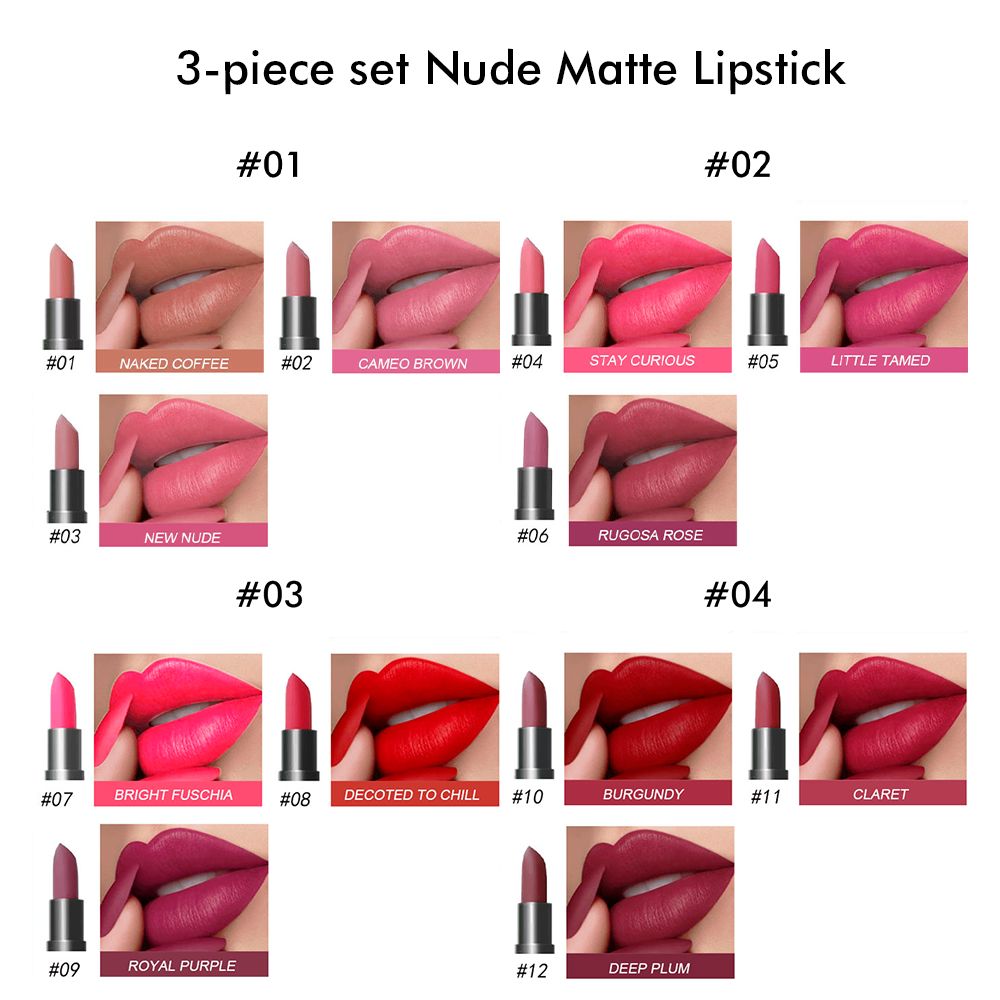 3-Piece Set Nude Matte Lipstick