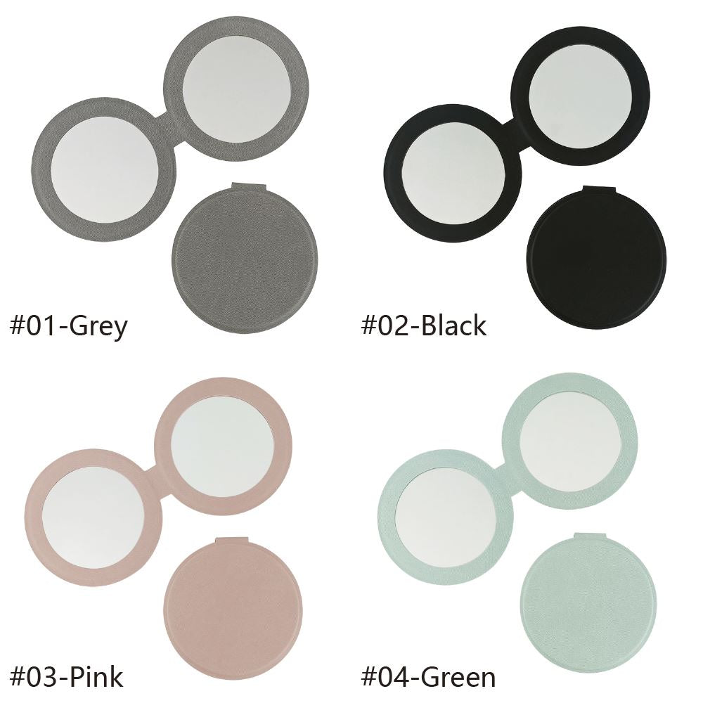 4-color round PU leather double-sided magnetic folding makeup mirror