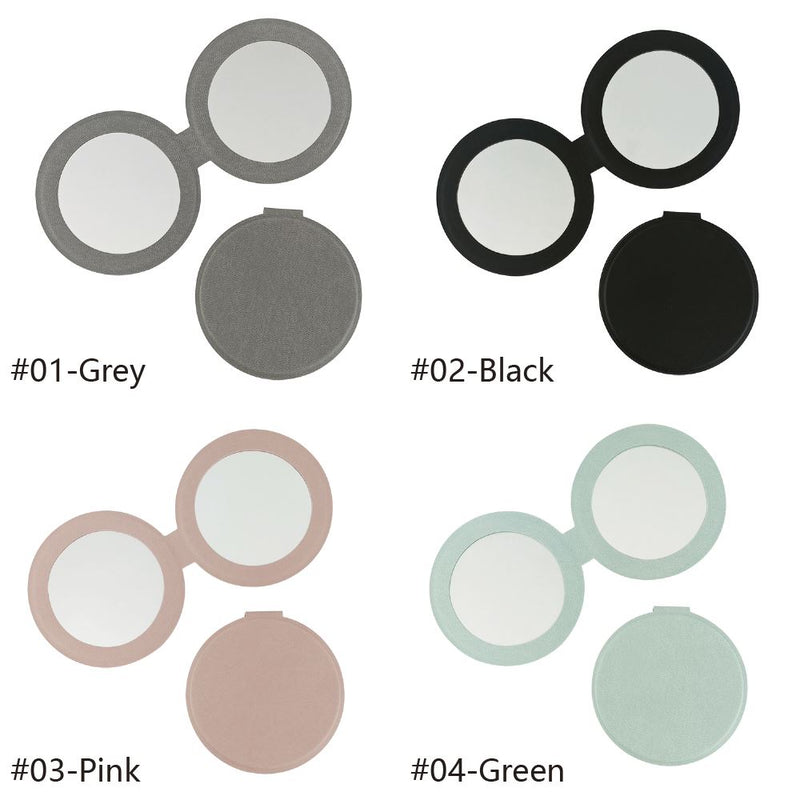 4-farbiger, runder, doppelseitiger, magnetischer, klappbarer Schminkspiegel aus PU-Leder