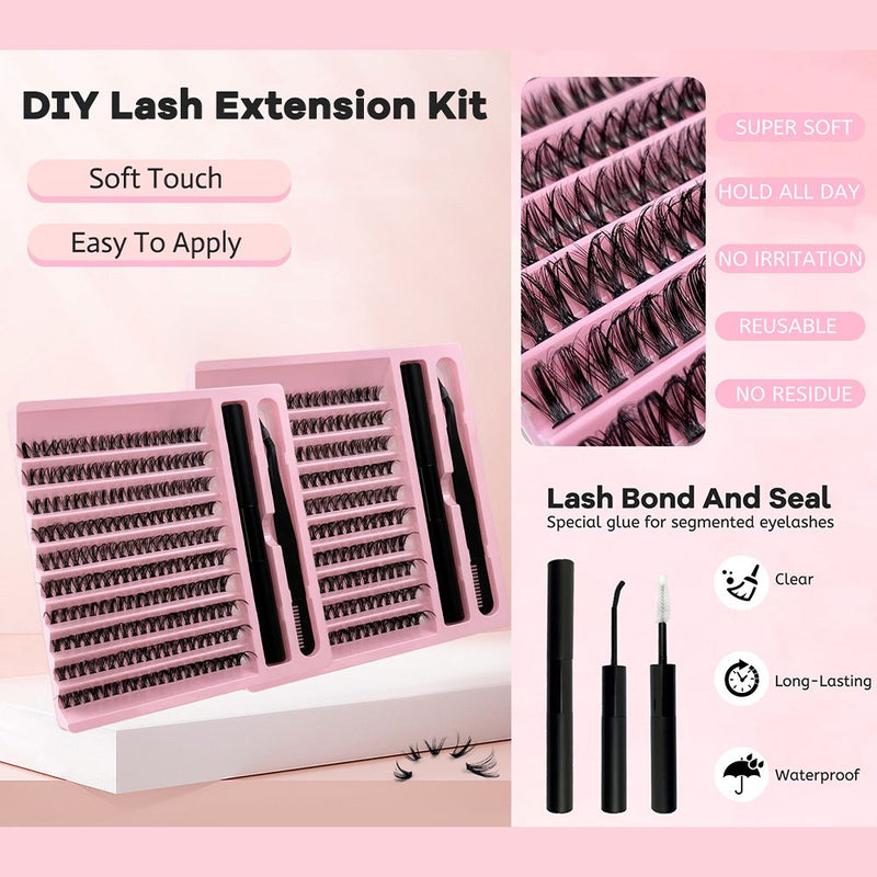 120PCS Cluster Eyelashes 8-16mm Wispy Individual Lashes Extensions Natural Look Lashes D Curl Fluffy Cluster Lashes