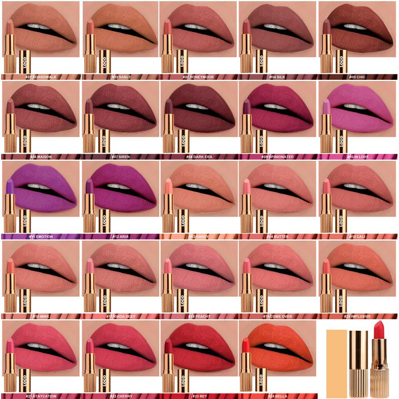 24 Color Gold Tube Matte Lipstick