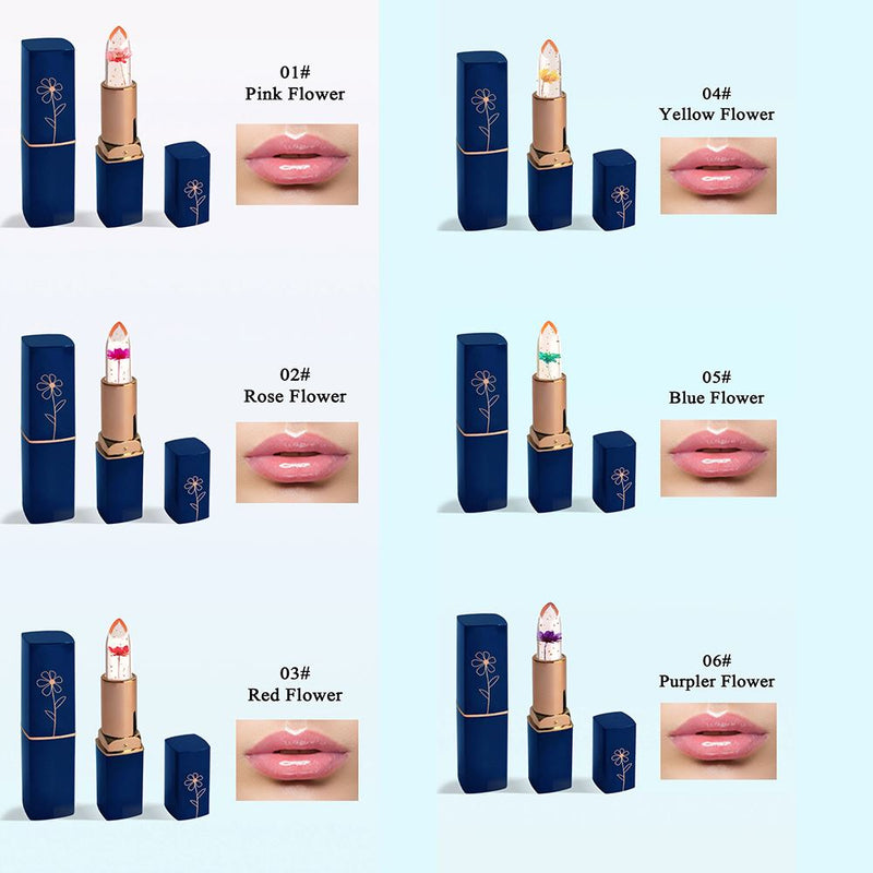 6 Colors Gold Foil Small Flower Color Changing Moisturizing Lipstick