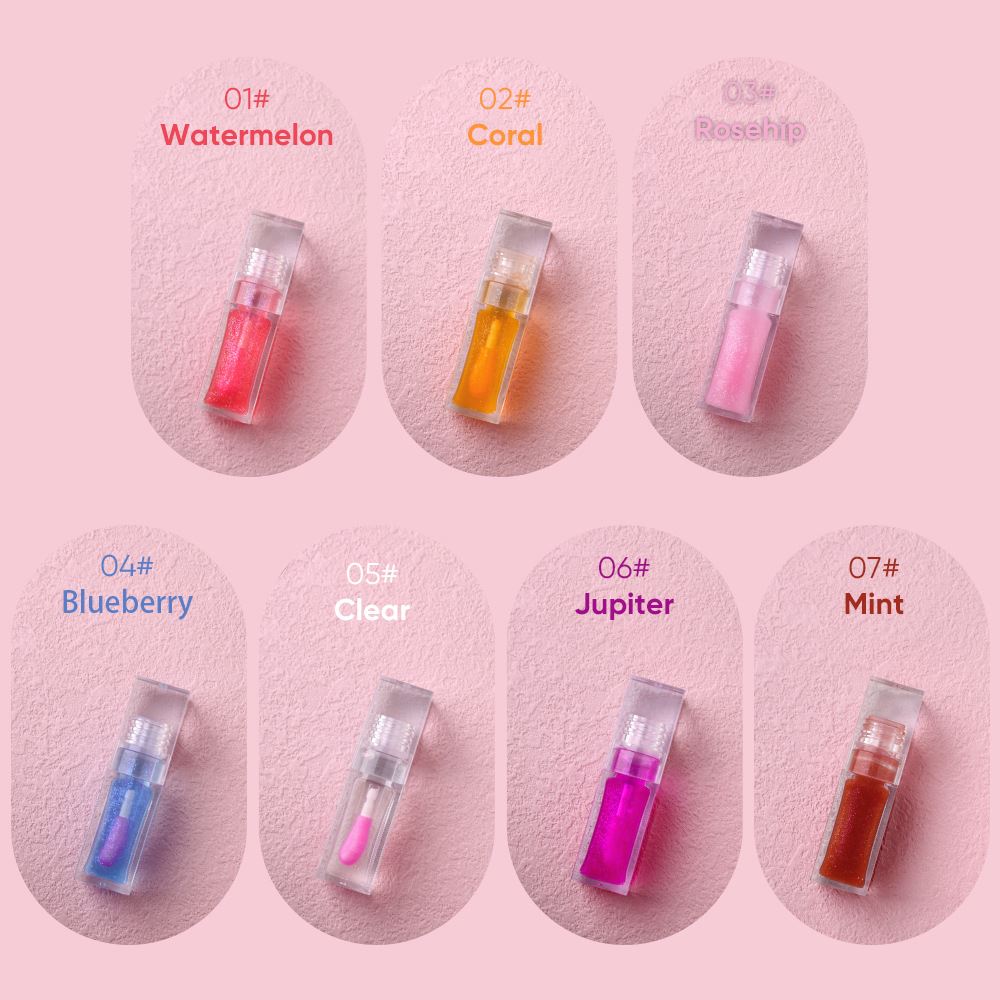 7-Color Transparent Square Tube Lip Oil