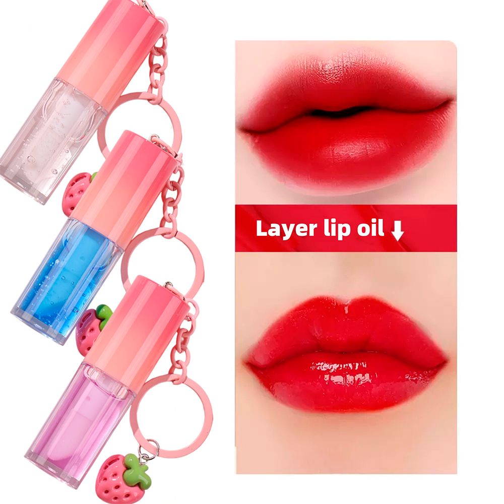 10 Colors Strawberry Keychain Pendant Vegetarian Fruit Flavor Lip Oil