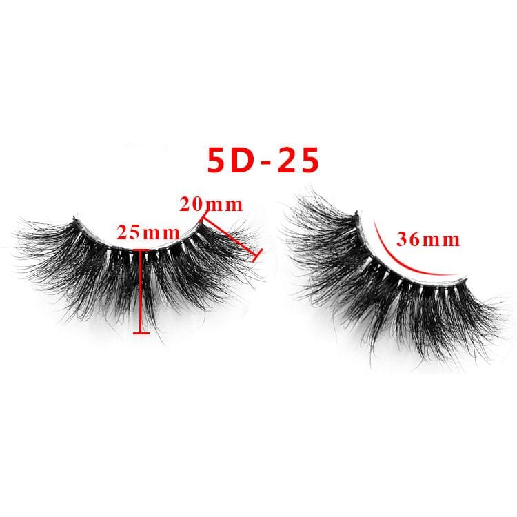 25mm 5D Cross Thick Mink Hair False Eyelashes #34-36