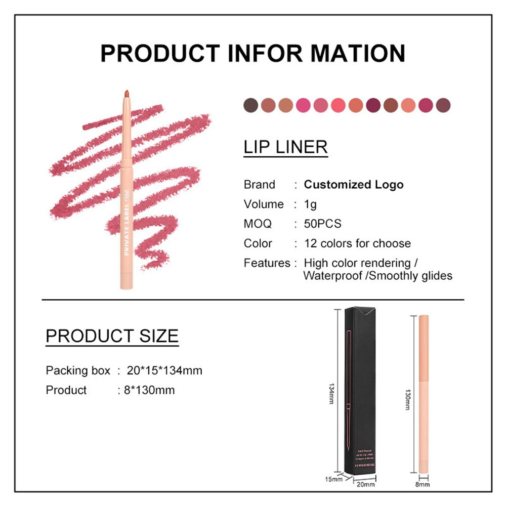 12 Colors Long-lasting Matte Waterproof Lip Liner