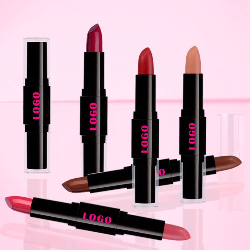 12 Colors 2 In 1 Double-headed Non-stick Cup Lipstick Moisturizing Non-fading Lipstick