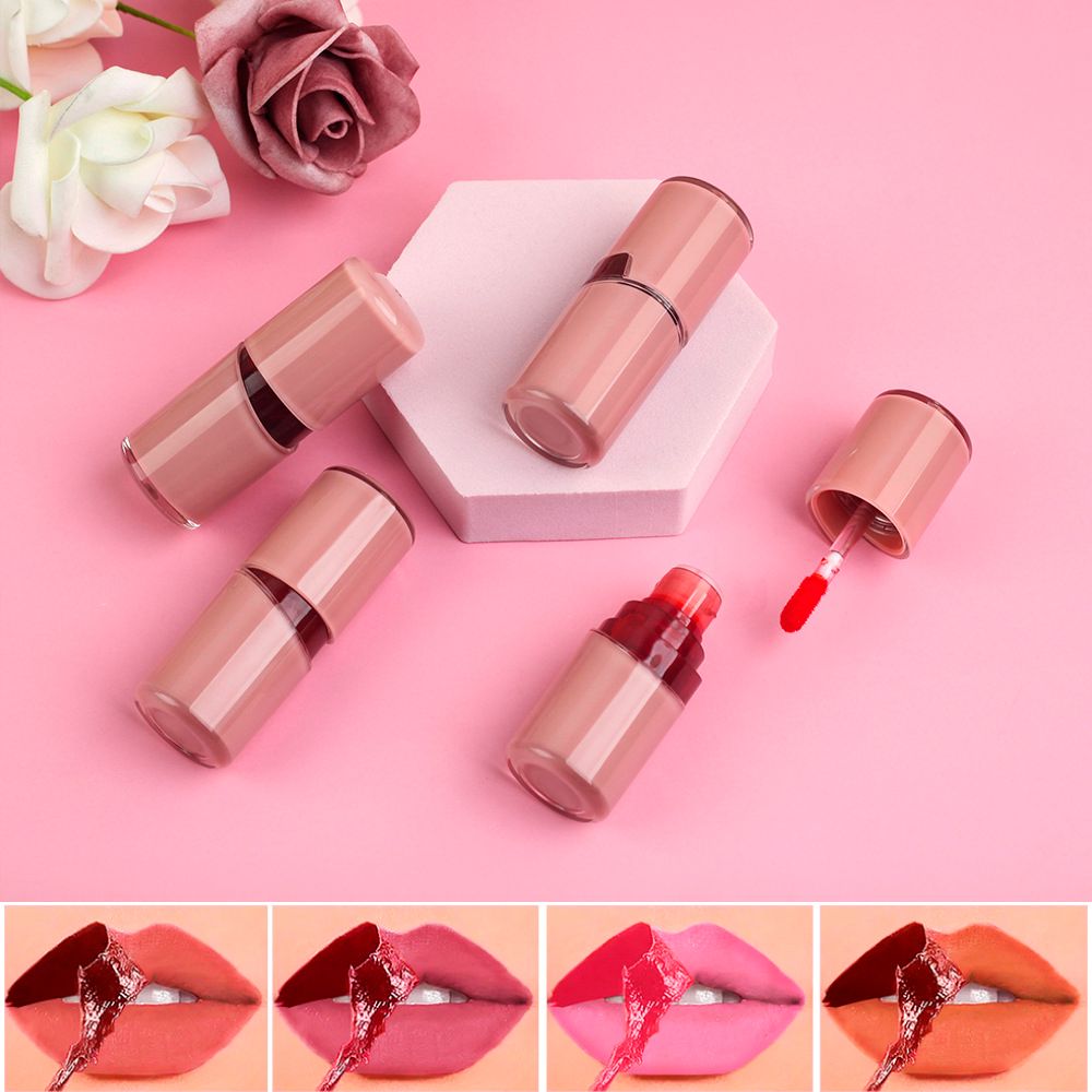 4 Colors  Moisturizing Peel Off Lip Tint Custom Logo Lip Gloss Long Lasting Waterproof Liquid Matte Gloss