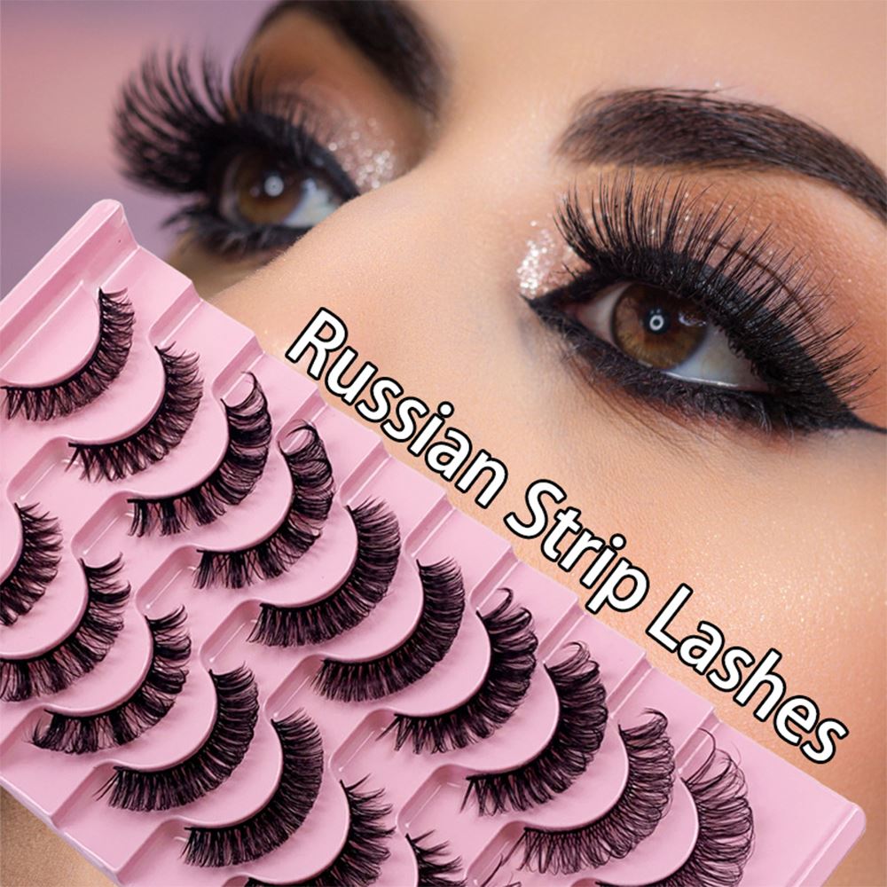 10 Pairs Of False Eyelashes Thick/Curly/Soft