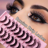 10 Pairs Of False Eyelashes Thick/Curly/Soft