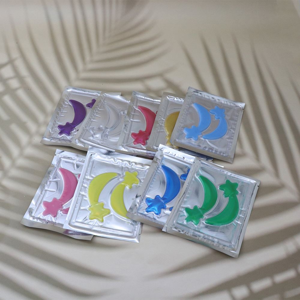 Mascarilla de hidrogel para ojos con 12 colores de estrellas para reducir las arrugas y las ojeras.