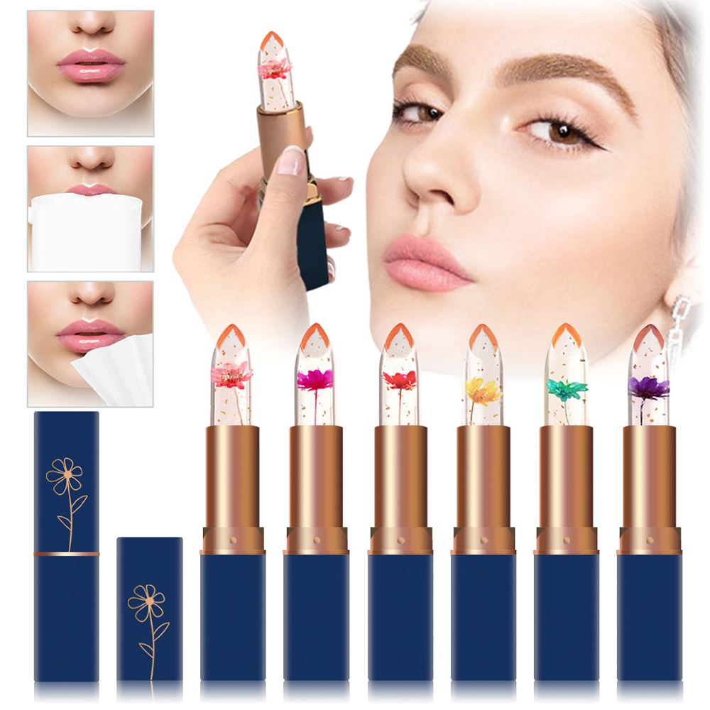 6 Colors Gold Foil Small Flower Color Changing Moisturizing Lipstick