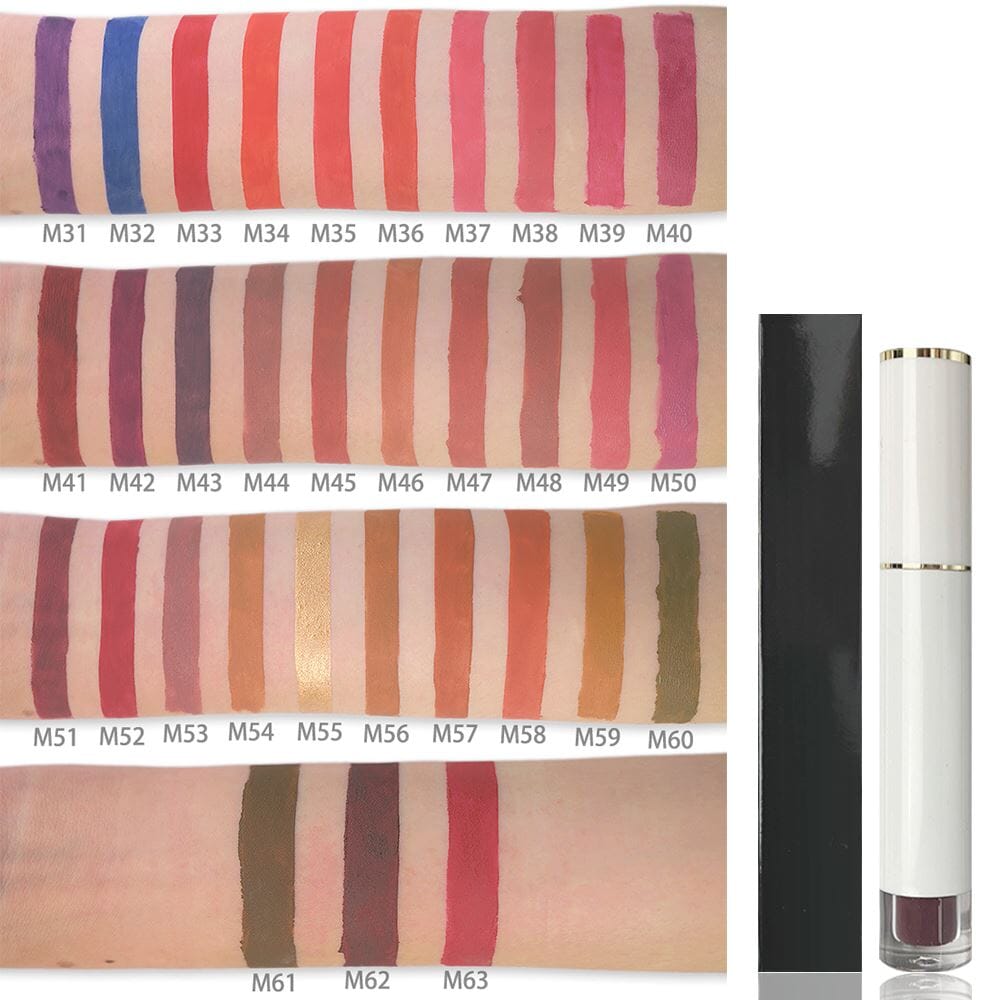 63 Farben, matter, nicht haftender flüssiger Lippenstift Nr. 34–63