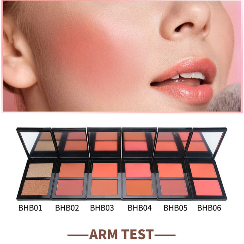 Wholesale Cosmetics Highlighter Make Up Private Label High Pigment Shimmer Makeup Blush Contour 2 In 1 Blush Palette