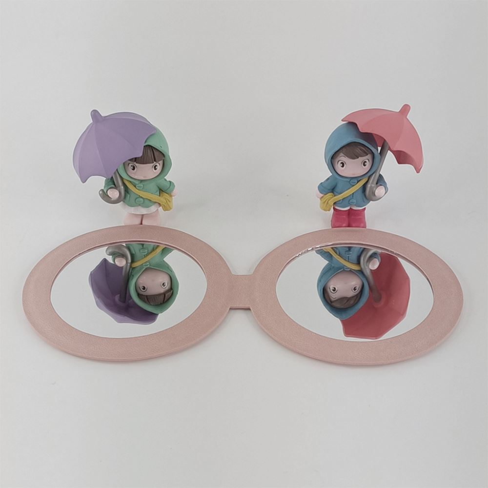 4-color round PU leather double-sided magnetic folding makeup mirror
