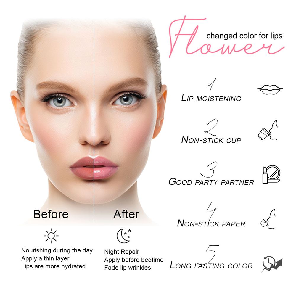 6 Colors Gold Foil Small Flower Color Changing Moisturizing Lipstick