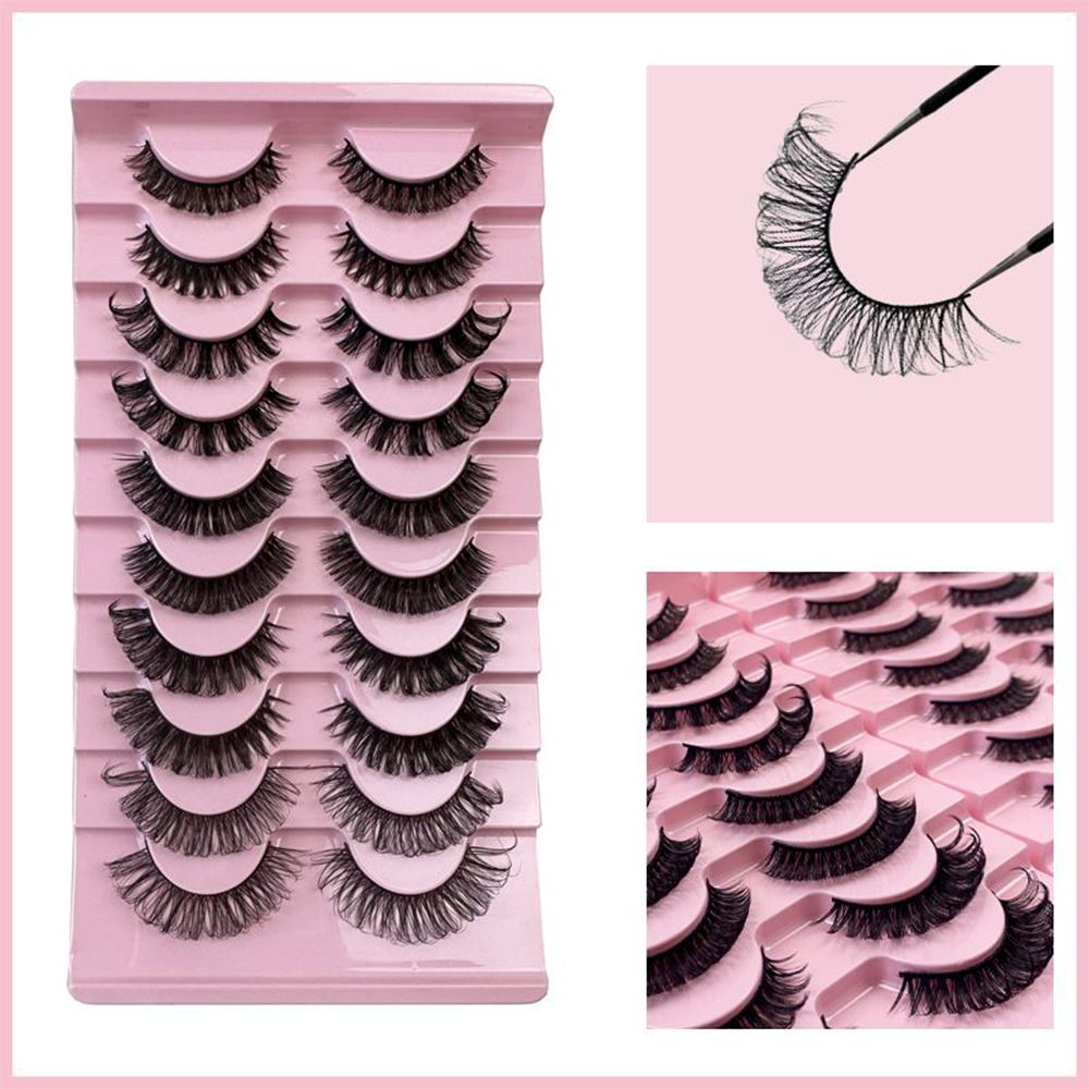 10 Pairs Of False Eyelashes Thick/Curly/Soft