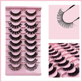 10 Pairs Of False Eyelashes Thick/Curly/Soft