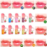 10 Colors Strawberry Keychain Pendant Vegetarian Fruit Flavor Lip Oil
