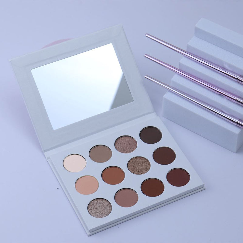 Paleta de 12 sombras de ojos blancas desnudas de alta calidad