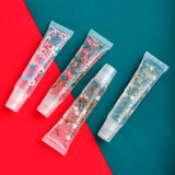 4 Colors Christmas Gift Tube Lip Balm Elk Snowman Pendant
