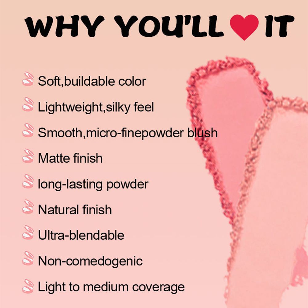 6-color Oil-control Waterproof Blush Powder (With Mirror)