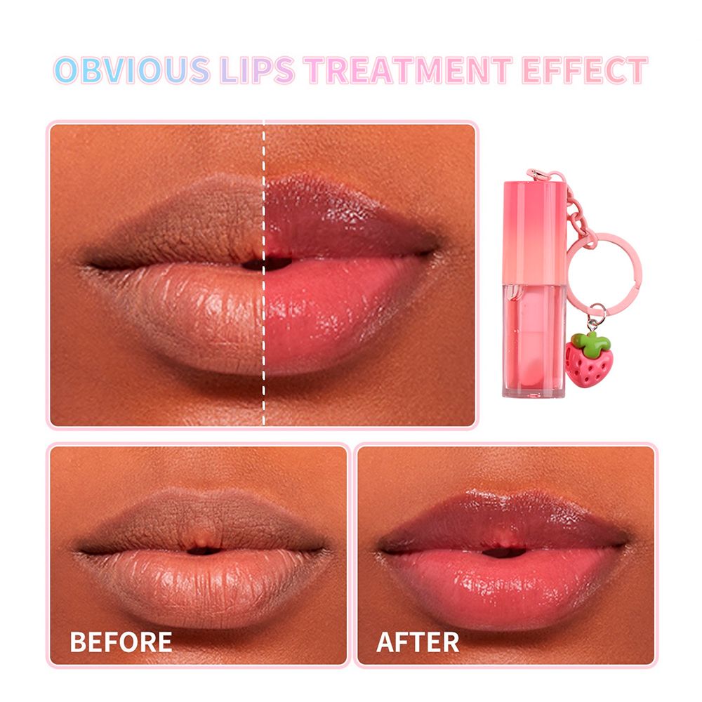 10 Colors Strawberry Keychain Pendant Vegetarian Fruit Flavor Lip Oil