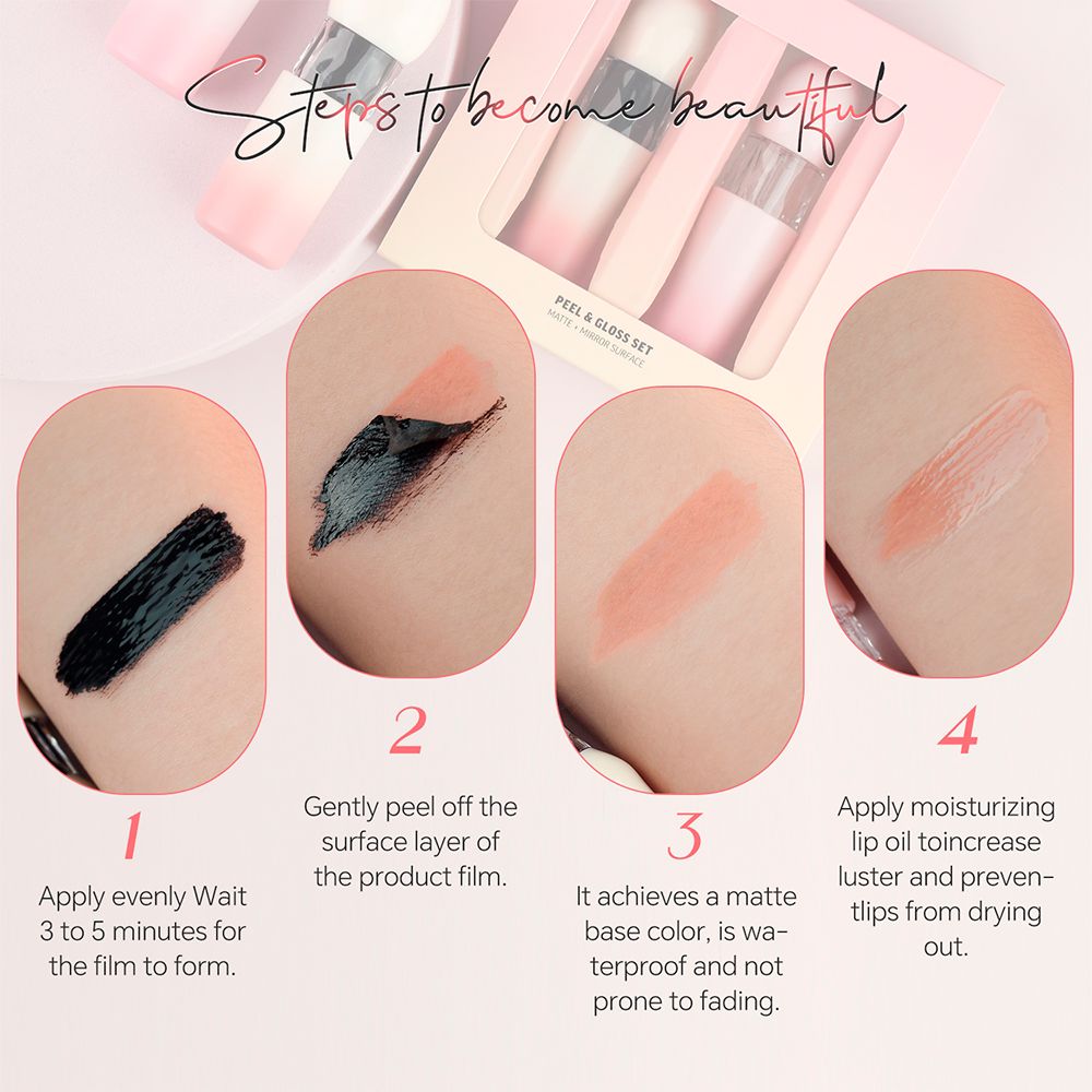 2-pack Transparent Lip Oil + Matte Tear-off Liquid Lipstick