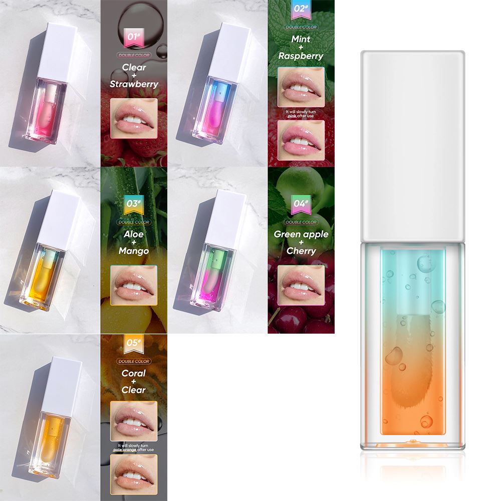 Two-color botanical fruit transparent lip oil