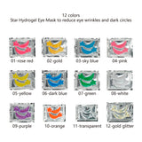 Mascarilla de hidrogel para ojos con 12 colores de estrellas para reducir las arrugas y las ojeras.