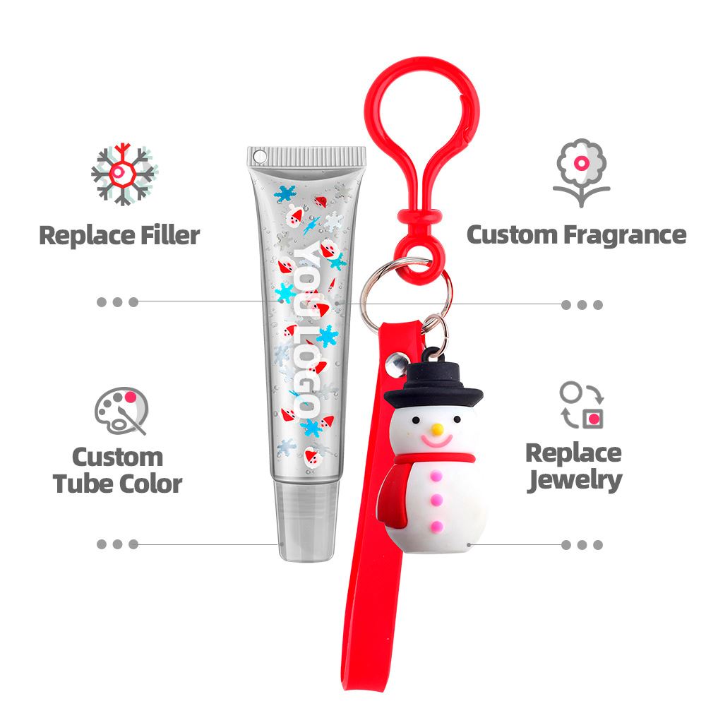 4 Colors Christmas Gift Tube Lip Balm Elk Snowman Pendant