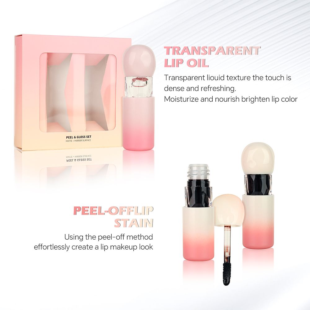 2-pack Transparent Lip Oil + Matte Tear-off Liquid Lipstick