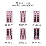 10 Pairs Of False Eyelashes Thick/Curly/Soft