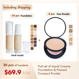 【Livraison gratuite】 Ensemble d'échantillons de 20 pièces Ensemble complet de fond de teint liquide crémeux et de poudre compacte pressée