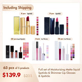 【Free Shipping】Sample Set of 63Pcs Full set of Moisturizing Matte liquid lipsticks & Shimmer Lip Glosses & lipsticks