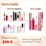 【Free Shipping】Sample Set of 54Pcs Full set of Lip gloss & Hot selling DIY tubes
