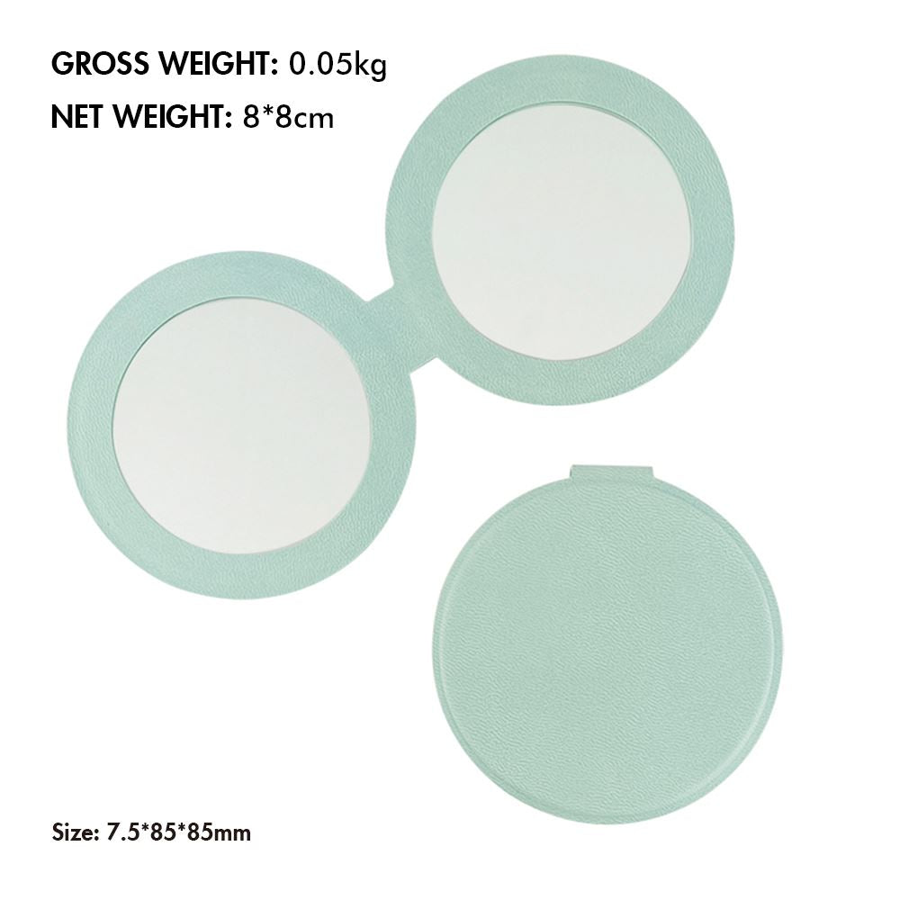 4-color round PU leather double-sided magnetic folding makeup mirror