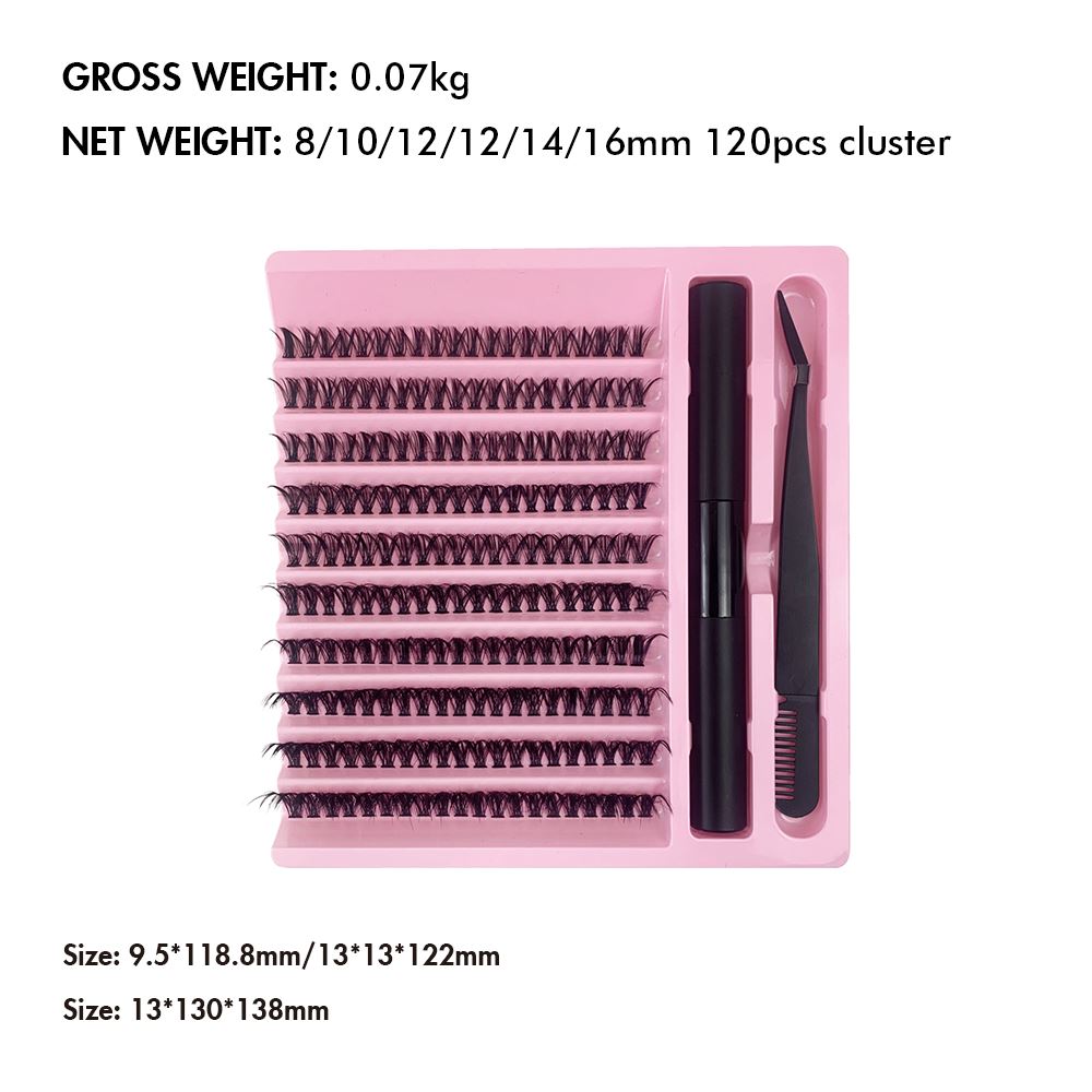 120PCS Cluster Eyelashes 8-16mm Wispy Individual Lashes Extensions Natural Look Lashes D Curl Fluffy Cluster Lashes