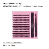 120PCS Cluster Eyelashes 8-16mm Wispy Individual Lashes Extensions Natural Look Lashes D Curl Fluffy Cluster Lashes