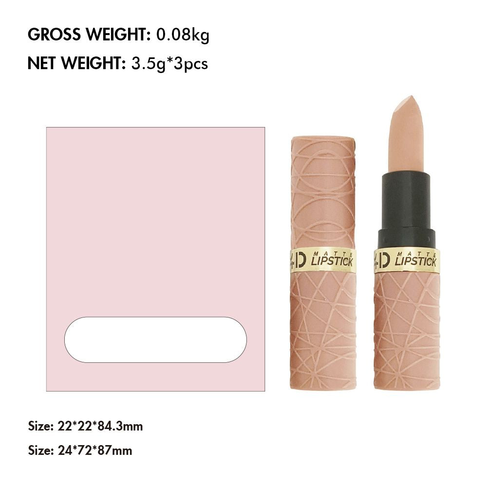 3-Piece Set Nude Matte Lipstick
