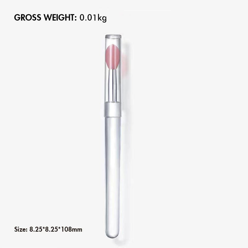 Pincel labial de silicona de 4 colores con funda, portátil, para mascarillas labiales