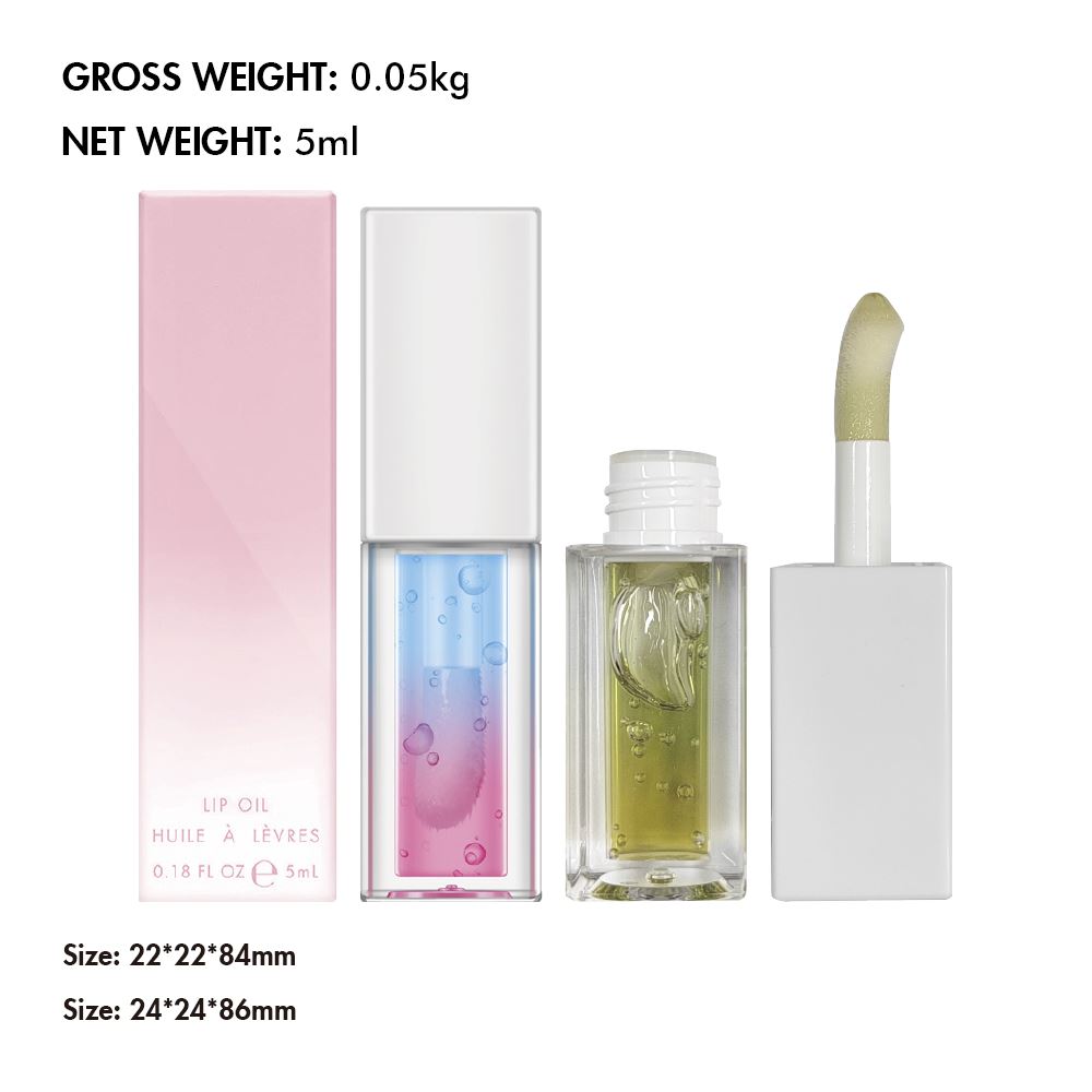 Two-color botanical fruit transparent lip oil