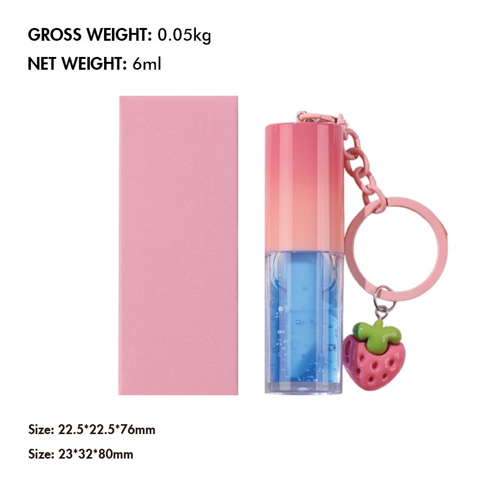 10 Colors Strawberry Keychain Pendant Vegetarian Fruit Flavor Lip Oil