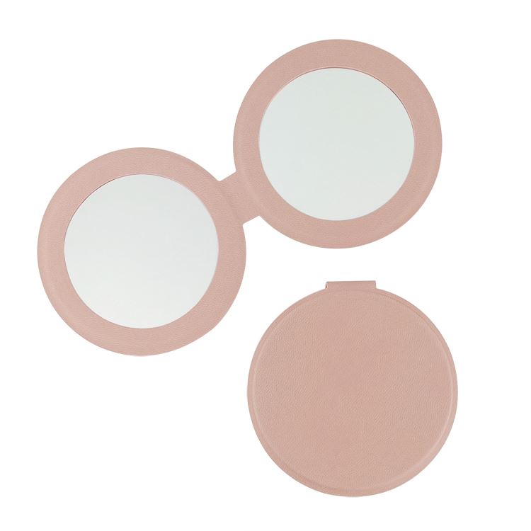 4-color round PU leather double-sided magnetic folding makeup mirror