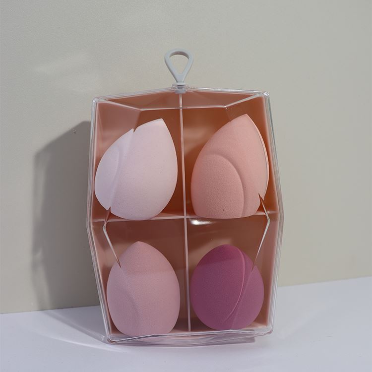 4 color handles 4 compartments make-up sponge