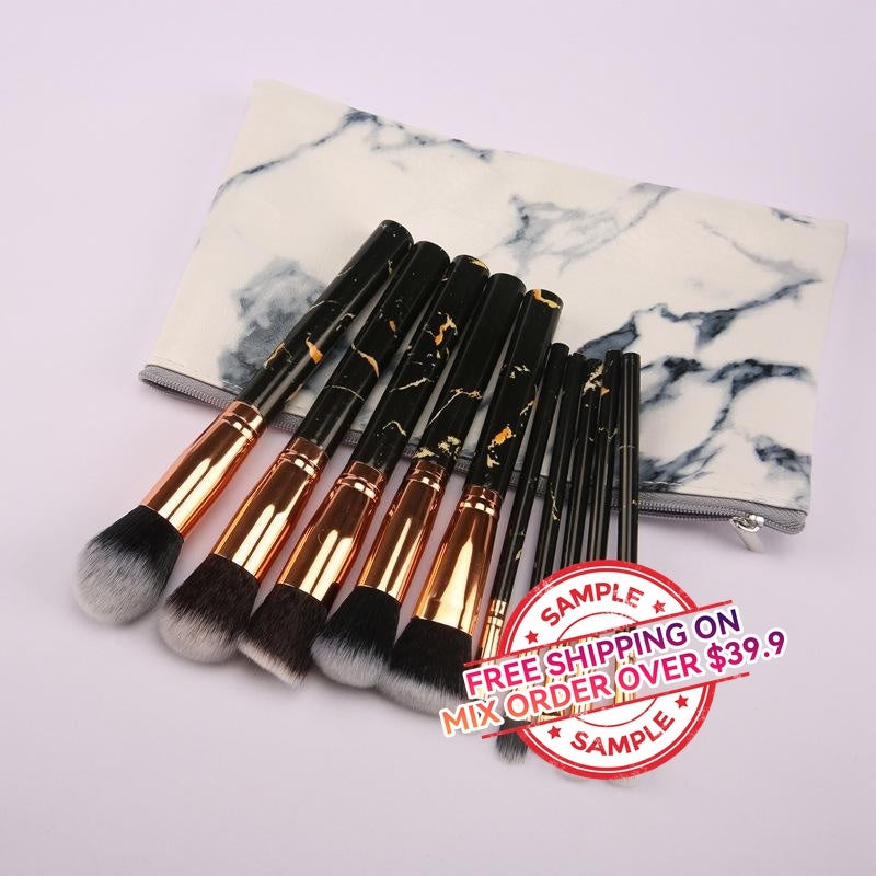 10pcs marble brushes(with bag) - MSmakeupoem.com