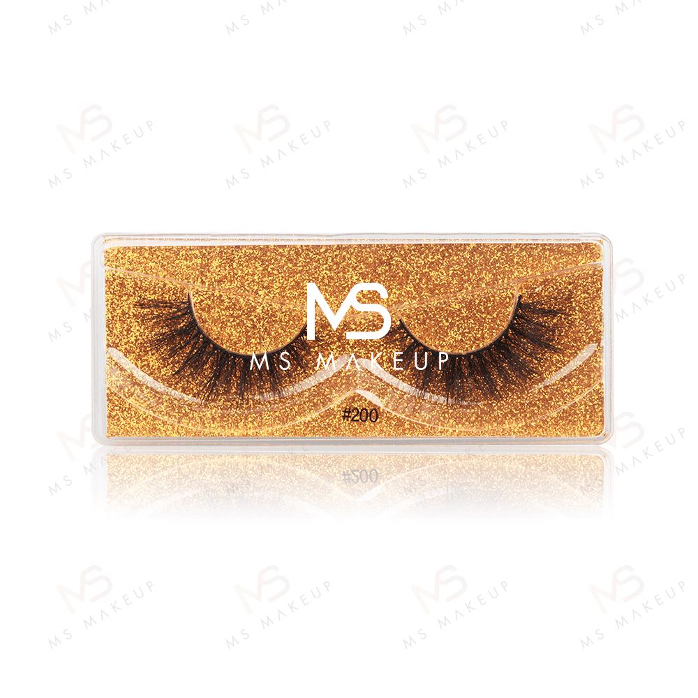 False Eyelashes 1pair With Square Bronze Box(mink Hair)