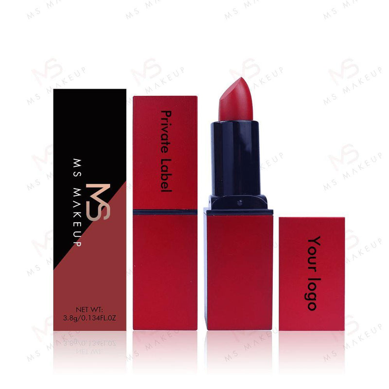 Barra de labios de tubo cuadrado rojo mate de 5 colores (50 piezas envío gratis)
