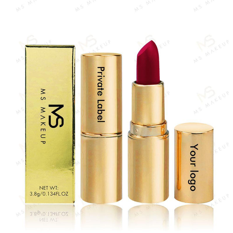 Barra de labios de tubo redondo dorado mate de 8 colores (50 piezas envío gratis)